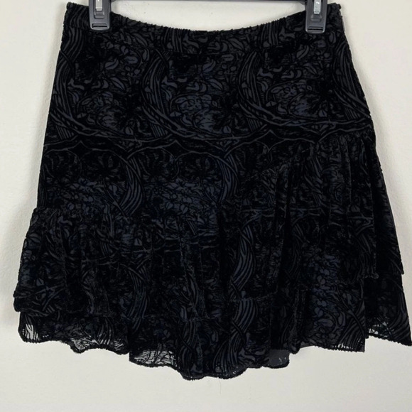 Ted Baker Marinah Skirt Womens Size 2 Black‎ Velvet Burnout Dropped Waist NEW - Picture 13 of 15
